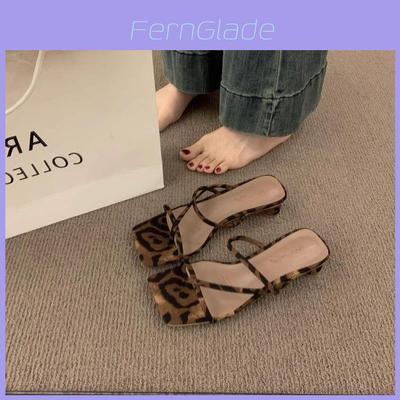 Leopard Print Flip Flops For Women Summer Soft Sole Beach Sandals Slip On Comfortable Casual Footwear