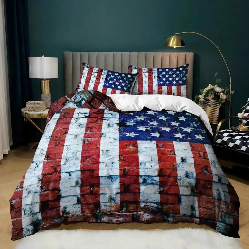Comforter National Flag King Size Creative American Flag Bedding Set For Boy Teens Adults Microfiber Single Double