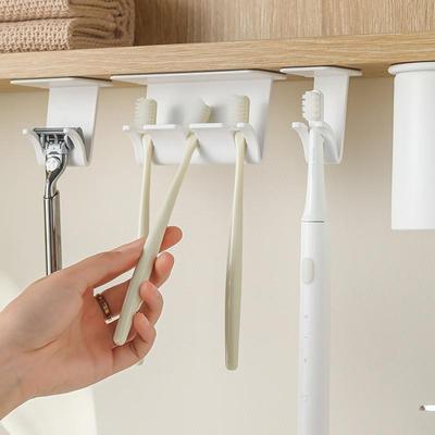 Wall Mounted Toothbrush Holders Organizer No Drilling Storage Rack Hanger for Bathroom Home Office Kids Family Organization