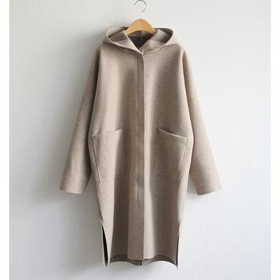 Spring and Autumn New Loose Woolen Women's Coat Hooded Large Size Coat Wish