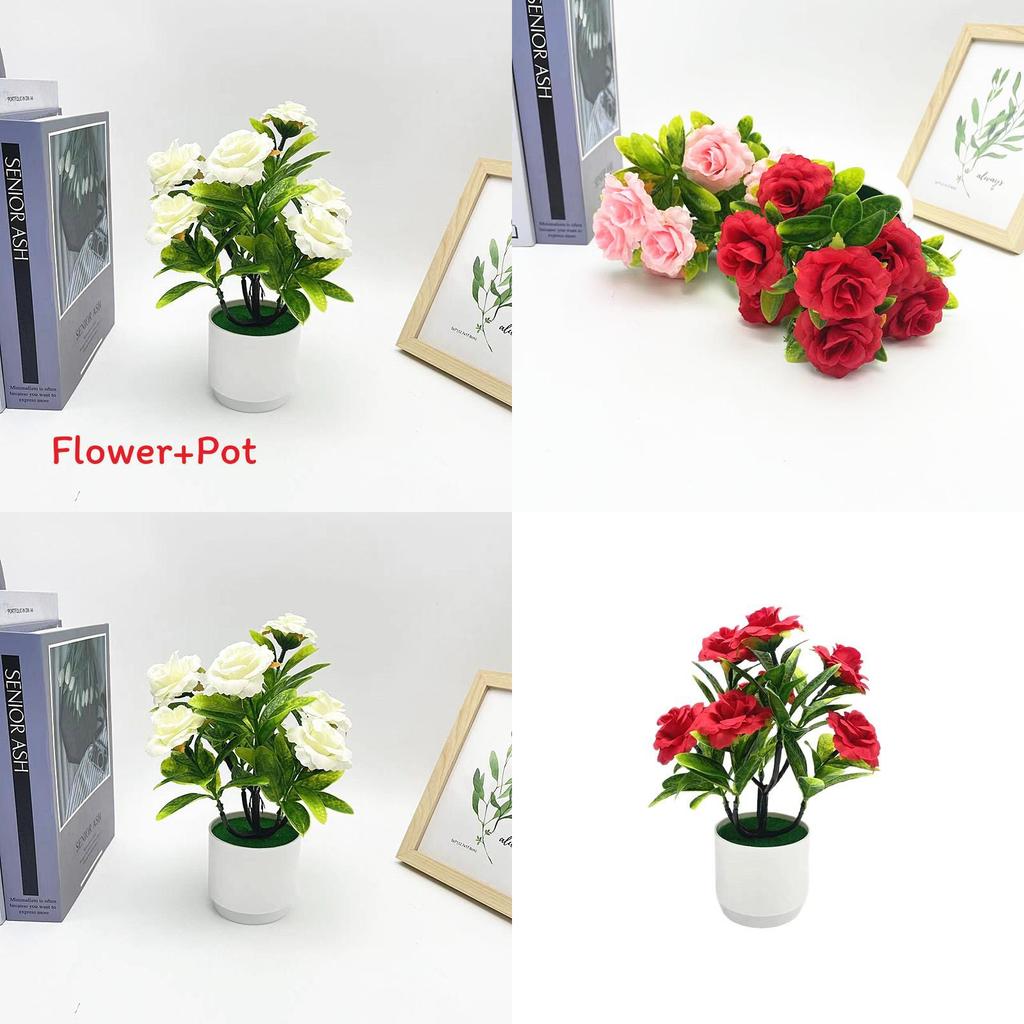 Romantic Rose Bonsai Artificial Plant For Valentines Day Gift And Indoor Decoration With Durable Material