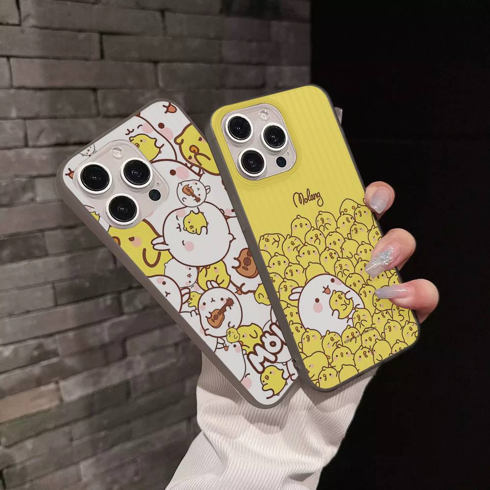 Cartoon Cute M-Molang For IPhone 17 16 15 11 12 13 14 Pro Max Plus Pro Corrugated Translucent Back Phone Cover