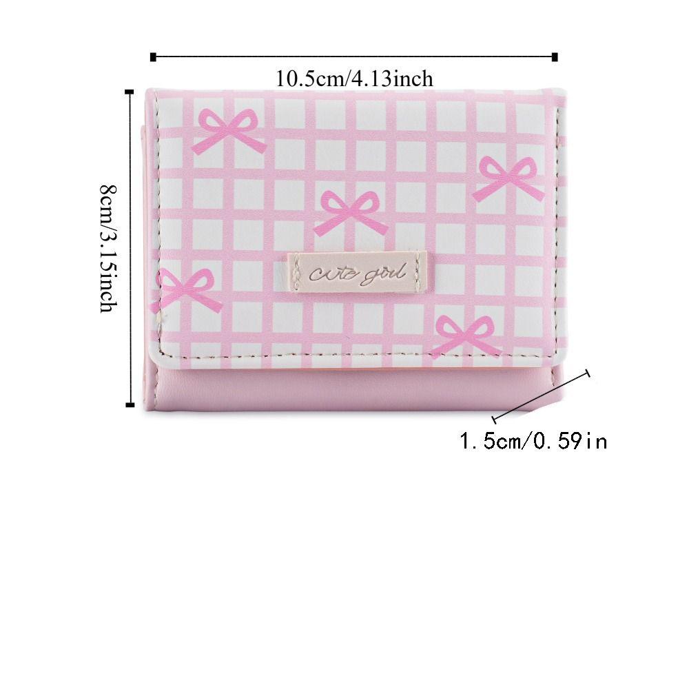 Lattice Cute Tri-Fold Purses Multiple Card Slot Coin Purse Portable Women Card Holder  Student