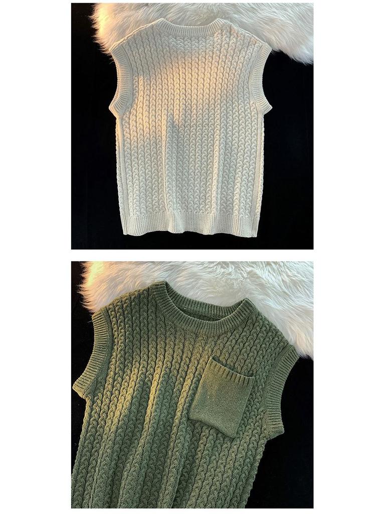 Herren Strick Ärmellose Pullover Weste im koreanischen Stil – Locker, vielseitig, einfarbig für Frühling und Herbst.