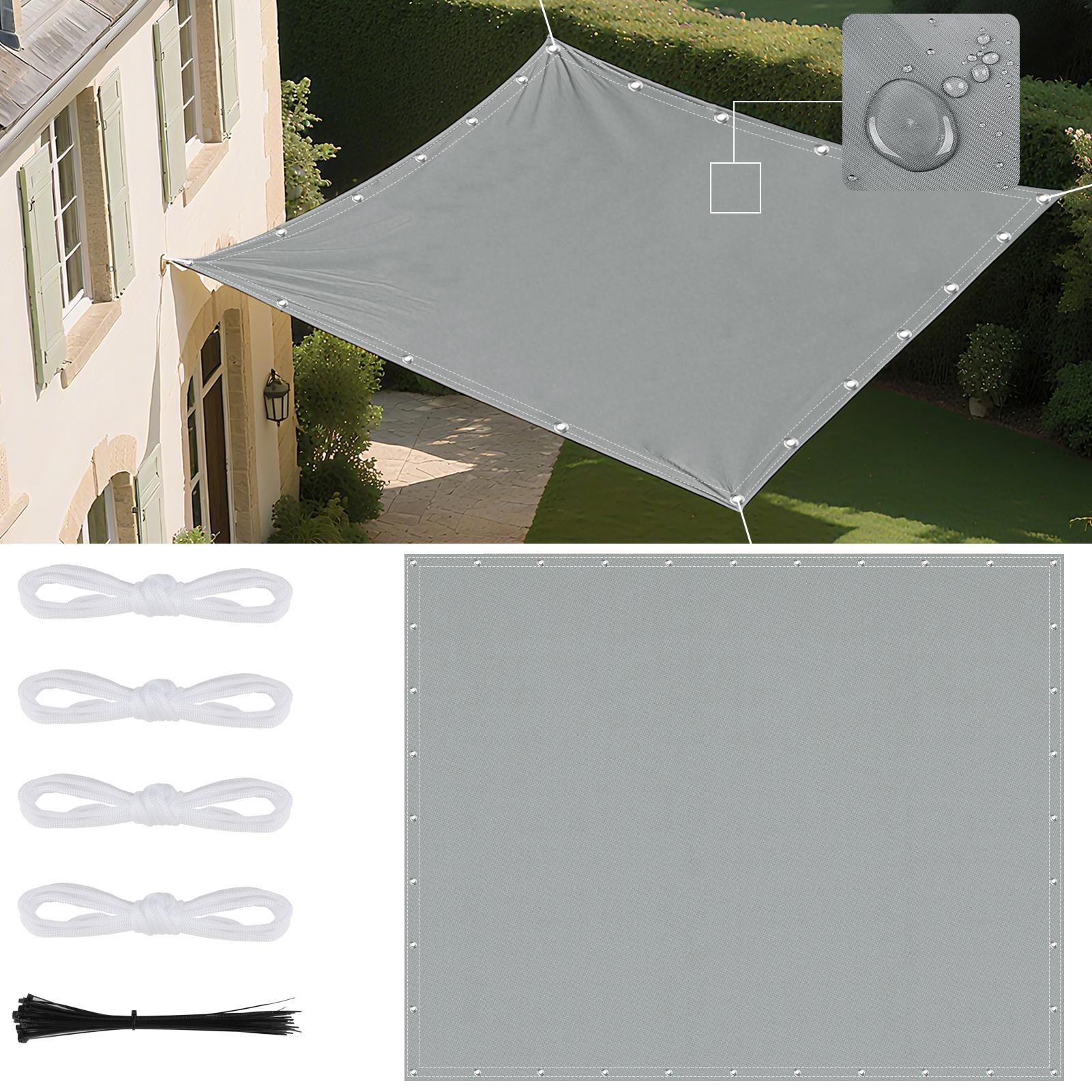 

Waterproof Sun Shade Sail Rectangle UV Block Shade Fabric Sun Shade Cloth Privacy Screen with Grommets for Backyard Yard Deck 2x2M светло-серый