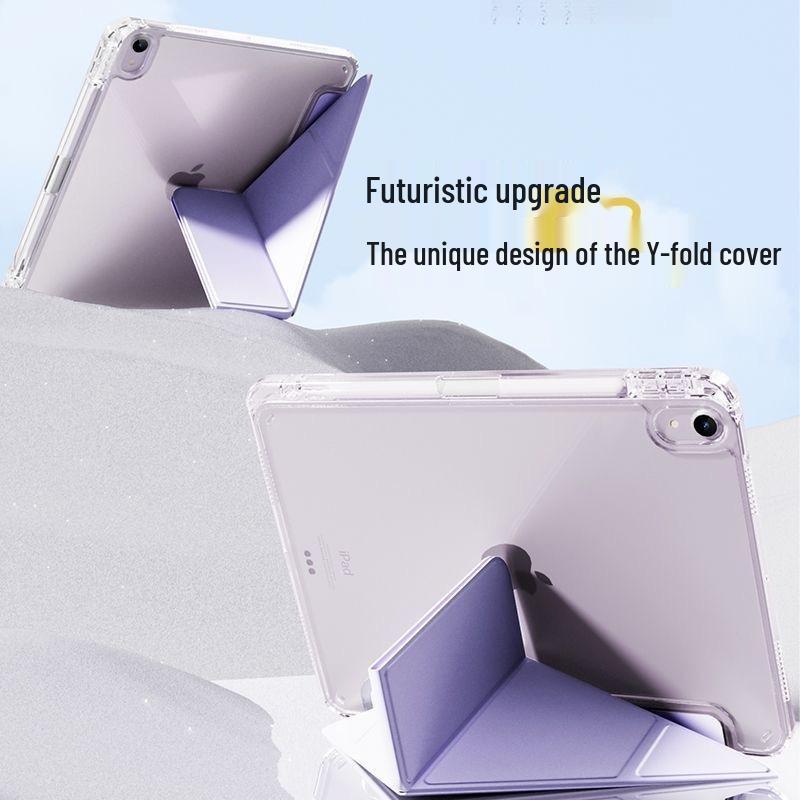 iPad 11 Acrylic Protective Case, 2025 Model: Tri-fold + Y-Type Design with Pen Slot, Anti-Bending Shell