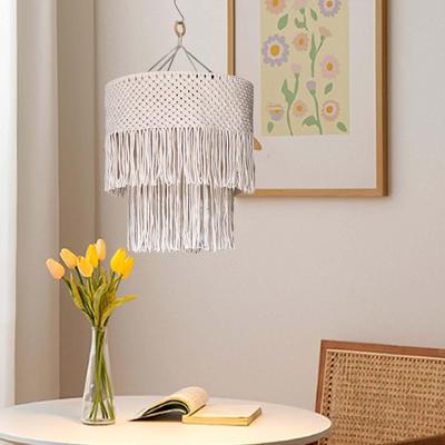Boho Macrame Pendant Light Shade - Handcrafted Home Decor