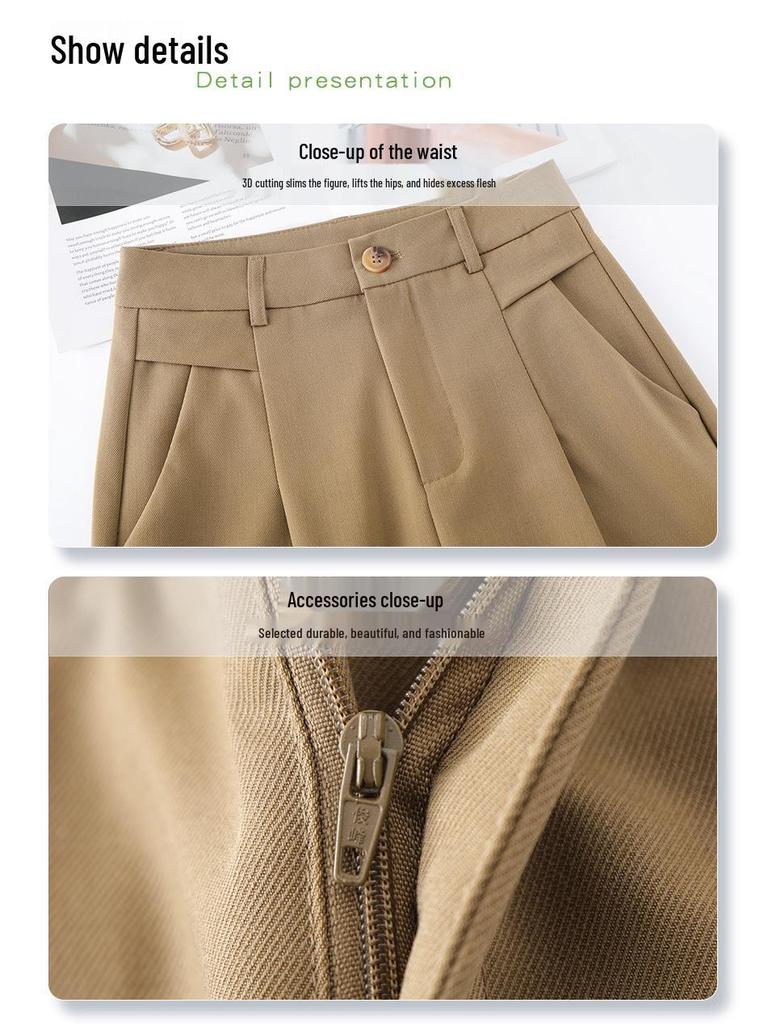 Women's 2025 High-Waist Black Wide-Leg Pants: Elegant, Casual, Straight-Leg Fit for Spring