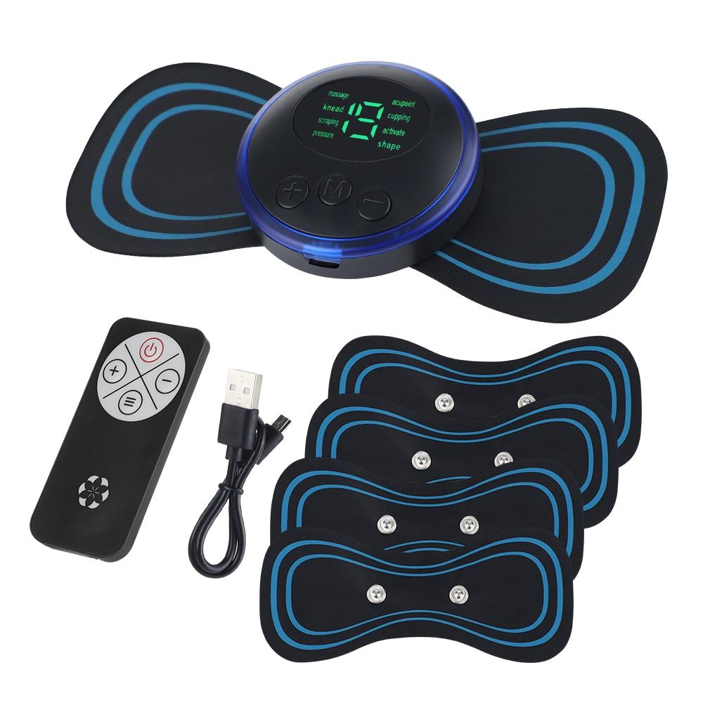 

5-Piece Mini EMS Massage Patches - 8 Modes + 19 Intensities, Portable Electric for Neck/Shoulder/Leg/Back, Muscle Fatigue Relief USB Cable