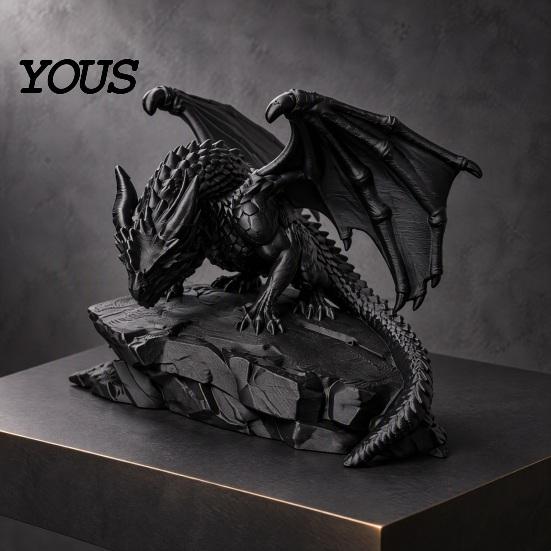 Dark Fantasy Room Ornament 3D Printed Rock Dragon Statue, Figurine, Gothic Desktop Home Decor for Bookshelf Decor, Collectible Ornament, Gift