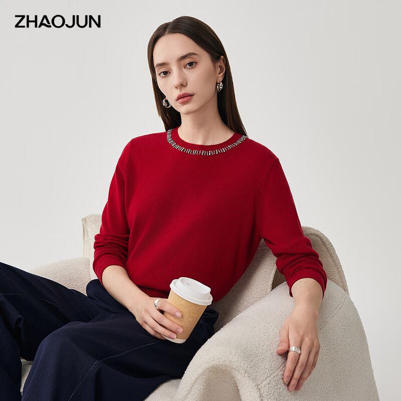 

Zhaojun Women s Elegant Round Neck 100% Wool Sweater L
