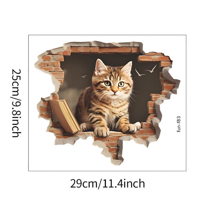 Cartoon Cute Cute Broken Wall Cat Sticker Bedroom Living Room Porch Background Landscaping Wall Sticker