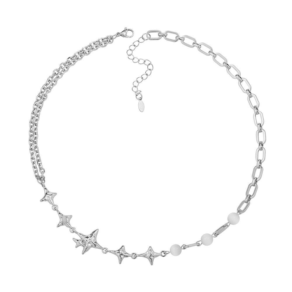 Star Necklace: Titanium Steel Four-Pointed Star Choker - Trendy, Cool, Spicy Girl Hip Hop Disco Accessory