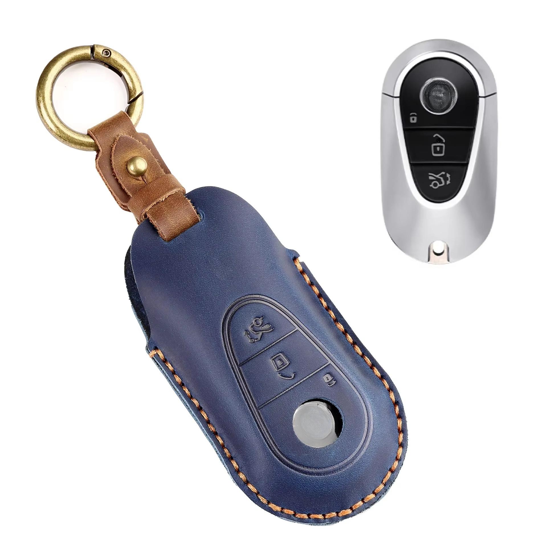 

Leather Car Key Case Cover Keyless For Mercedes Benz C S Class W206 W223 S350 C260 C300 S400 S450 S500 Car Key Protector Shell