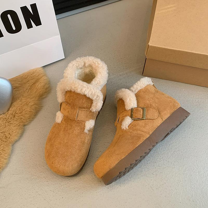Women's Warm Snow Boots Casual Faux Suede Short Booties With Faux Fur Lining Anti-Slip Comfort Winter Fleece Lined Walking Ankle Boots Shoes for Women