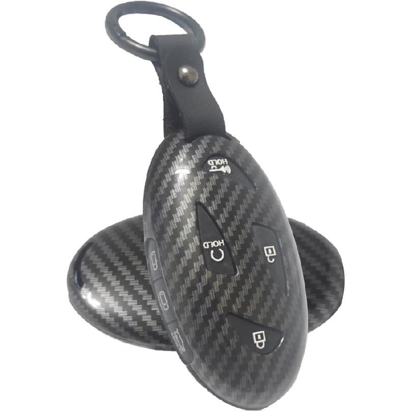 

Key Fob Cover Case Compatible with Hyundai Kona EV Sonata Ioniq 6 Elantra 2024 2025 Santa Fe Tuscon Key Holder ABS Carbon Fiber Pattern Key Protector 7 Buttons A Black