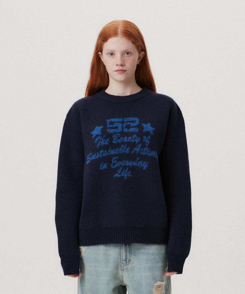 AMES-WORLDWIDE 52 Jacquard Sweater Navy(Am2Efuk600A)