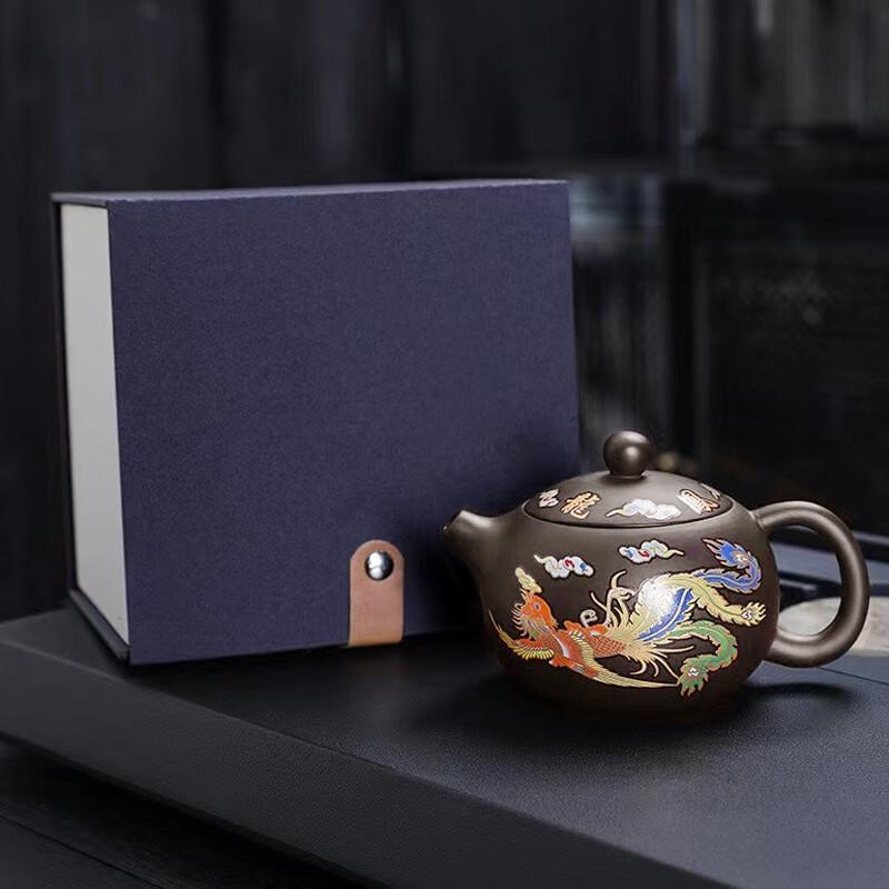 Color-Changing Dragon Phoenix Yixing Zisha Xishi Teapot Dragon Phoenix Xishi Teapot (Square Box)