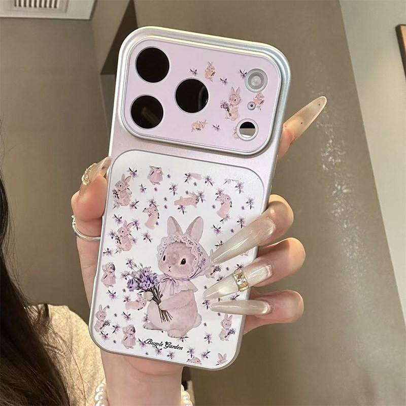 Gentle Violet Rabbit is suitable for Apple promax mobile phone case/plain leather advanced anti-drop.