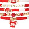 Game Day Bracelets Stackable Sports Football Charm Bracelets Elasticated Football Themed Bracelets Set
