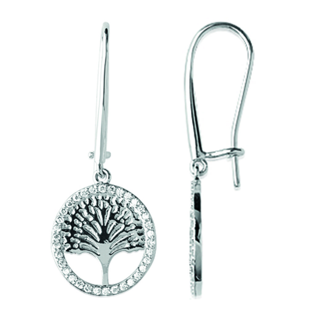Les Trésors De Lily [L5672] - Silver 'Peacocks' Sleepers, Silver-white (rhodium-plated) - 14x14 Mm