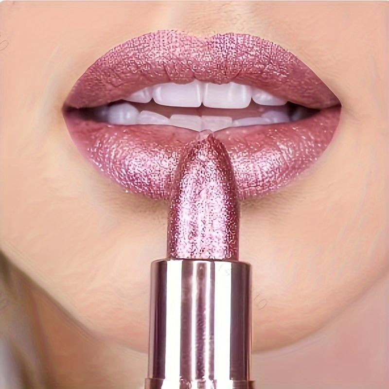 Rose Smoke Pinkish Lipstick Bright Glitter Starry Sky, Shiny Velvet Texture, Durable, Make Your Lips Shiny, Waterproof, Gift for Women