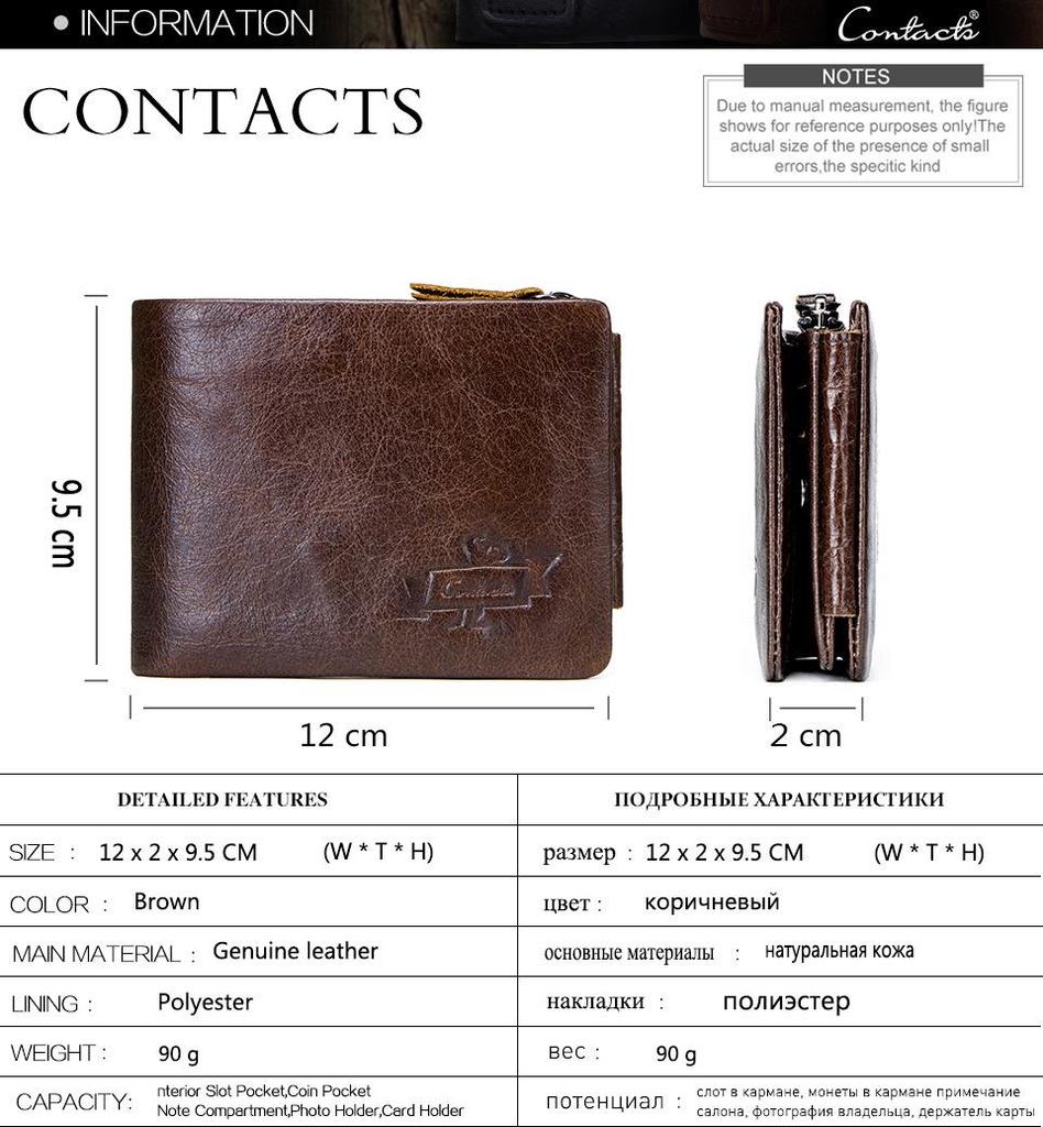 Black Angel Retro Crazy Horse Leather Tri-Fold Men's Wallet - Horizontal Design