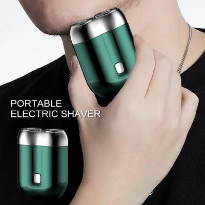 Mini golarka elektryczna z podwójną głowicą, ładowana przez USB, wodoodporna, podróżna golarka rotacyjna