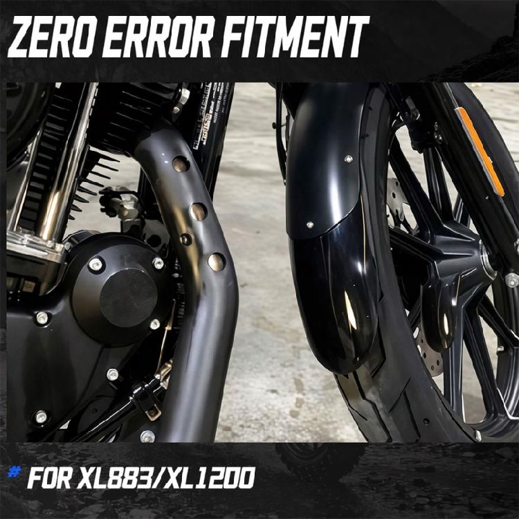 Daily Commute Front Mudguard Extender for XL883 XL1200 Motorcycles, Gloss Black ABS 30cm Cover Extension With Screw Mount and Adhesive Backing Fit
