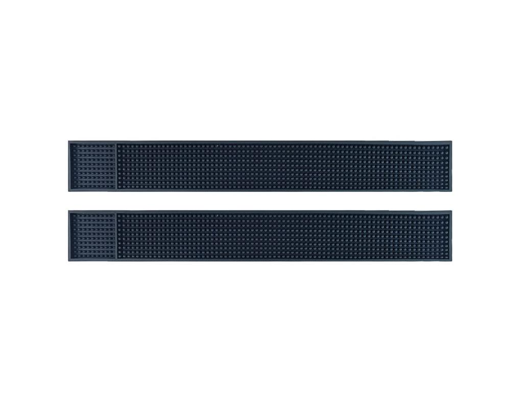 LuceLuce Bar Mat, Counter Mat, Draining Mat, and Glass Mat Set, Black, for Kitchen, Bartender, and Glasses, 60cm X 8cm, 1cm Thick (Pack of 2)