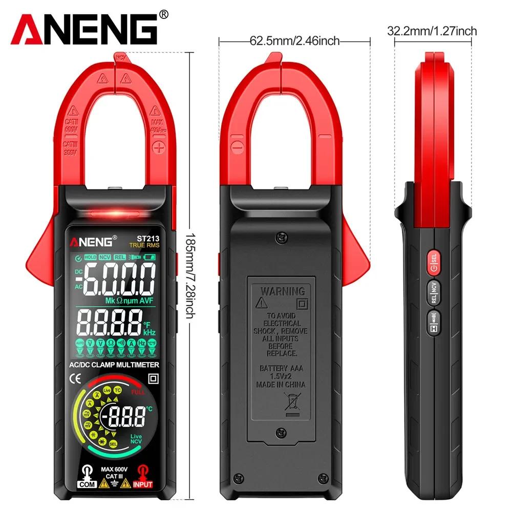 Multifunctional ANENG ST213 Digital Clamp Meter 6000 Counts AC DC 400A Current VA Dual Reverse Display NCV Zero Live Line Temp Capacitance Frequency