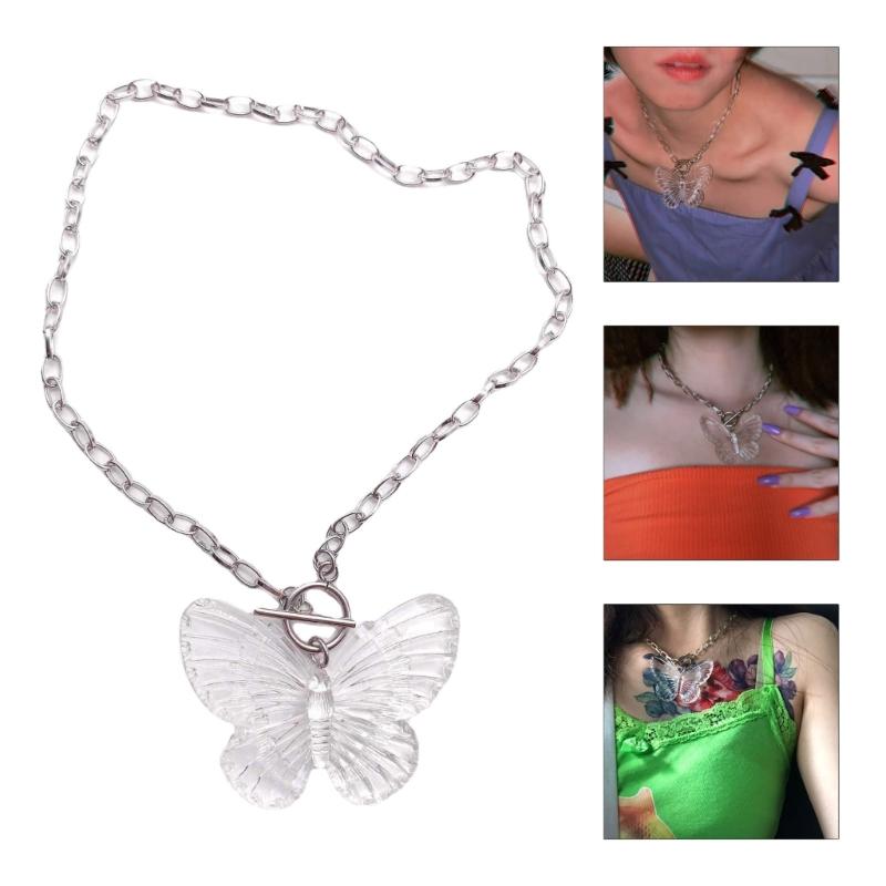 Butterfly Necklace Female Temperament Niche Ot Buckle Collarbone Chain Korean Version Student Adjustable Chain Jewelry