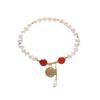 Red Agate Engraved Freshwater Pearl Bracelet Fashion Women Daily Jewelry Lucky Gift