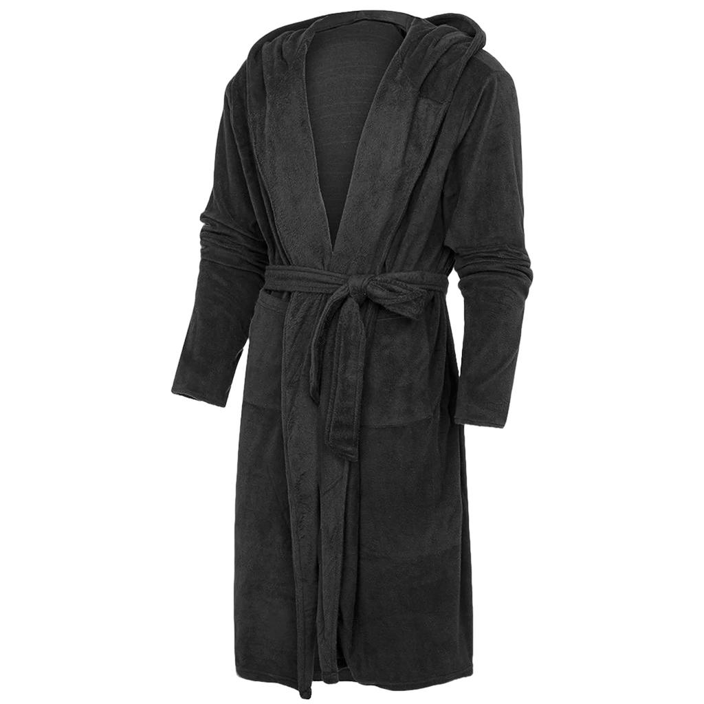 Women's Solid Color Long Sleeved Plush Bathrobe With Belt