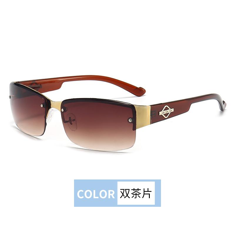Simple Box Sunglasses Tide Driver Simple Gradual Change Sunglasses Half Frame Men'S Driving Sunglasses