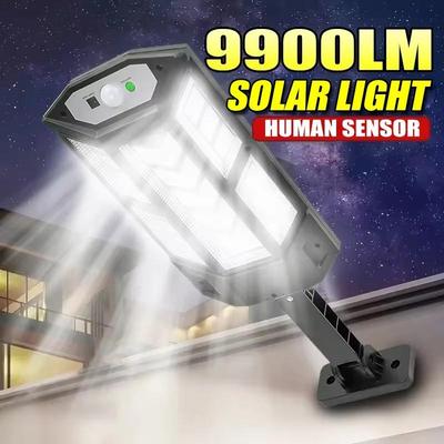 9900LM Nieuwste Krachtige Zonne-verlichting Buiten Zonne-lamp met Bewegingssensor 4 Modi Waterdicht IP65 Zonne-tuinverlichting Straatplaats Lantaarn