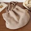 Large-capacity Brown Knitted Women's Shoulder Bag Vintage Handbag Vacation Crocheted Beach Bag Simple Shopping Bag