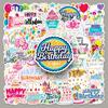 50 Sheet Set of Colorful Girly Heart INS Style Birthday Stickers for Journals, Notebooks, and Fridges