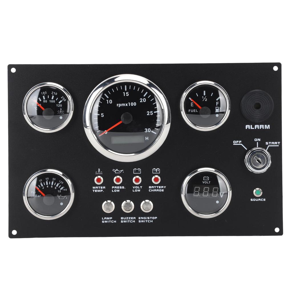 85mm Instrument Panel Gauge Set 24V 0 to 3000RPM Water Temperature Oil   Oil Pressure with Key for Boat Yacht