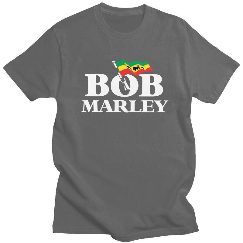 Custom Classic Jamaica Singer Reggae Rock Bob Marley T Shirts Men Short Sleeve Tee Pure Cotton Slim Fit Tshirt Merch