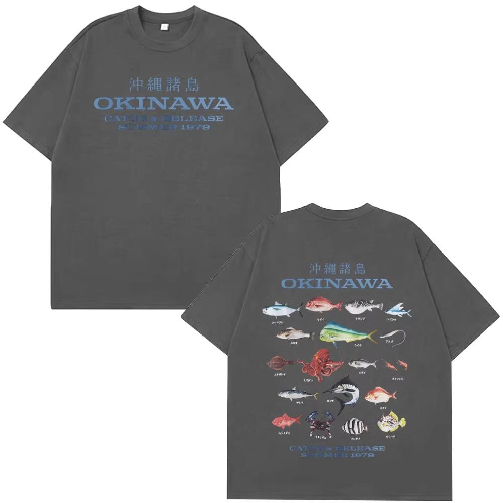 Okinawa Ocean Fish Graphic T-Shirt Fashion Funny Sea Life Novelty Harajuku TShirts Men Women Summer Cotton Vintage Oversized Tee