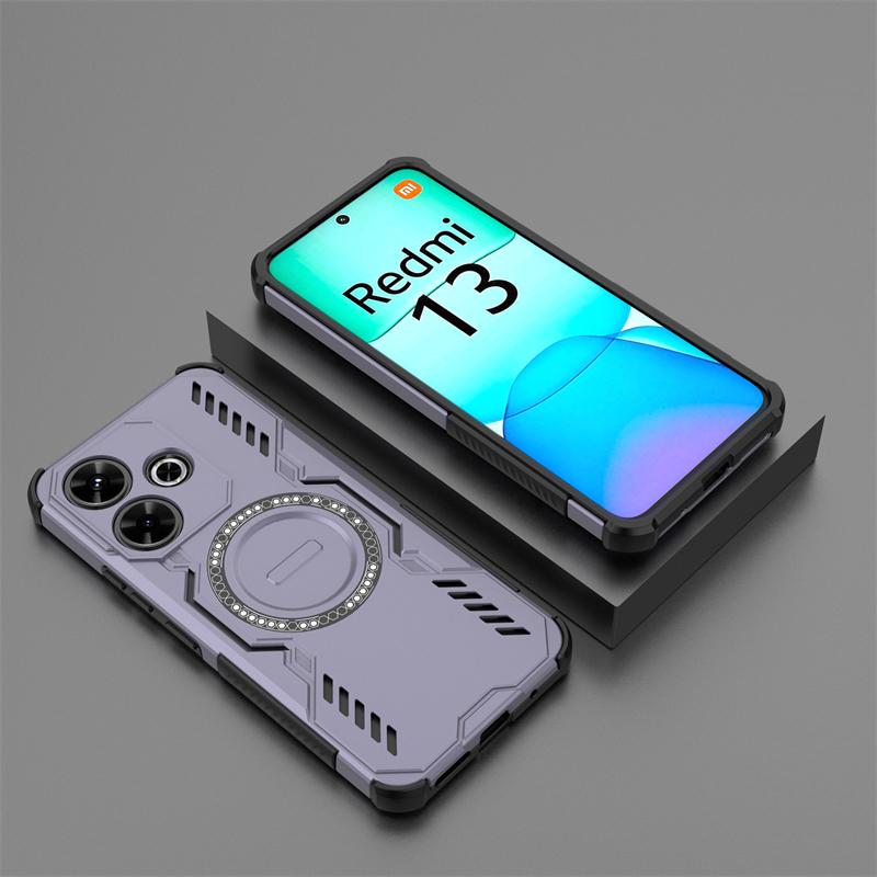 For Xiaomi Poco M6 Case For Poco M6 4G Shockproof Anti-knock Magnetic Adsorption Wireless Charge Back Cover For Poco M6 Case
