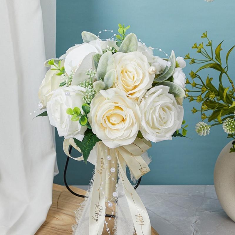 Bridal Bouquets for Wedding, Simulation Rose Bride Wedding Bouquet Wedding Decorations for Ceremony, Anniversary