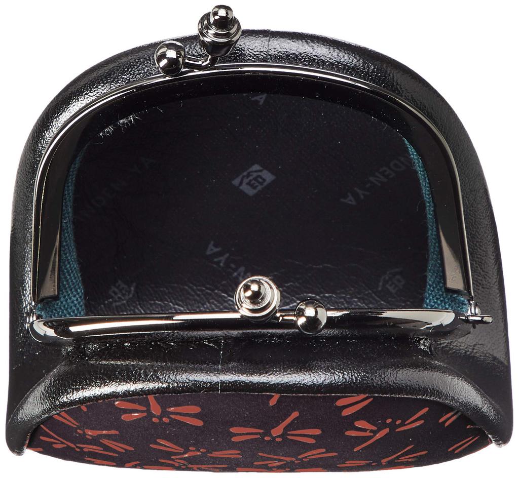 Coin Purse 72H Black Deerskin X Red Lacquer Dragonfly Pattern [Indenya] 1105-21-008