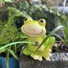 Cartoon Frogs Fishing Garden Sculpture Weather Resistant Resins Craft Figurine for Patios Fishponds and Landscape Design