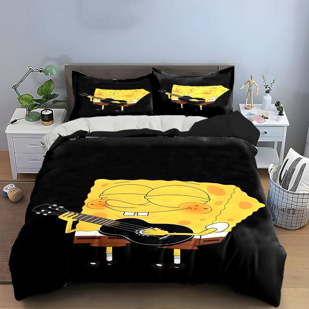 Yellow Cartoon Character Playing Guitar. Bedding Sets Duvet Cover Sets Duvet Covers Pillowcases(1 * Duvet Cover 2 * Pillowcases, Without Duvet Insert)