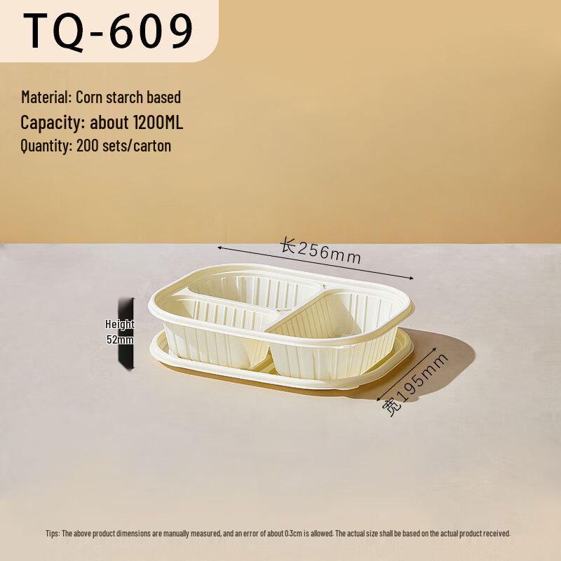 Biodegradable 3-Compartment Disposable Meal Prep Containers