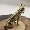 1PC Brass Metal Lucky Fortune Dog Corgi Statue Small Ornament Little Puppy Wolf Figurines Chinese Desktop Tea Pet Home Decoration
