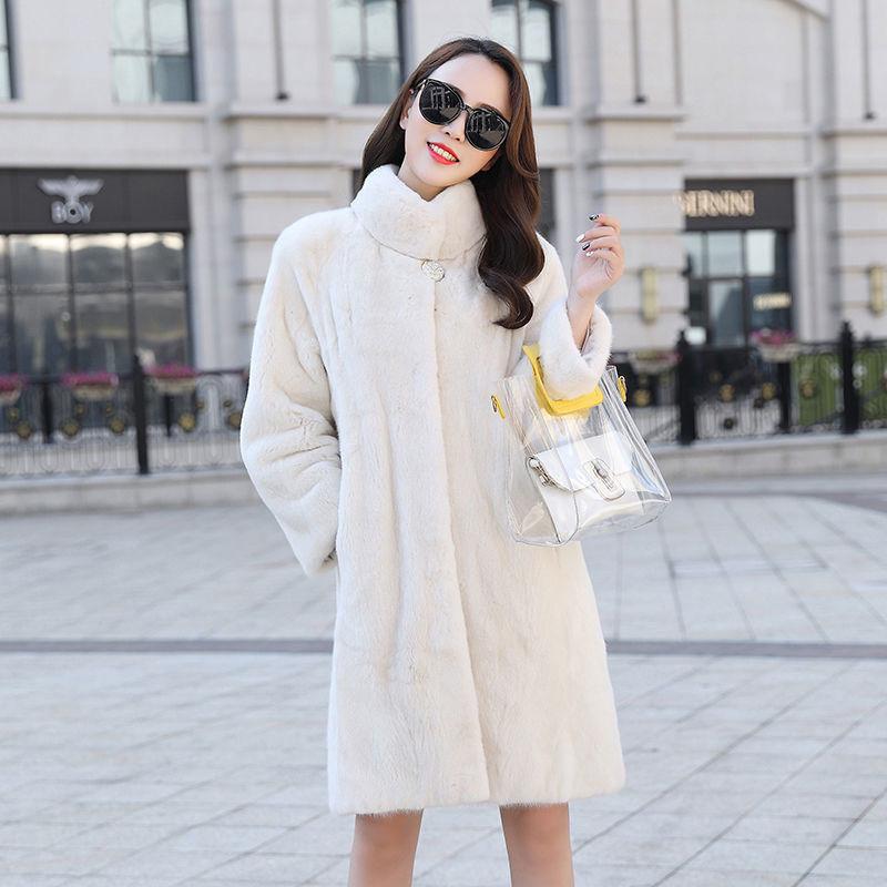 Imitation Mink Coat Women's Long Imitation Fur Coat Velvet Imitation Mink Hair Imitation Fur Women's Stand-up Collar