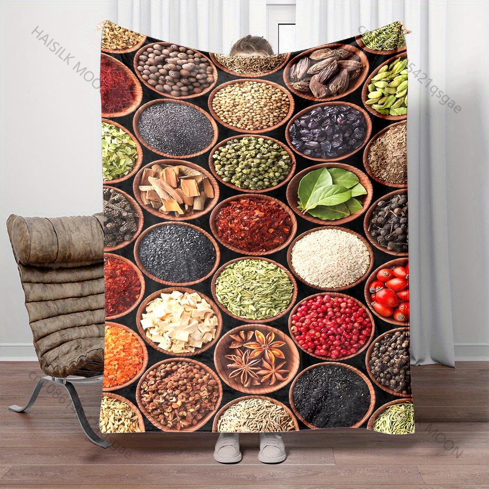 1PC Variety of spices collection Print Adult Children Warm Blankets Home Travel Car Soft Comfortable Suitable for all seasons 75X95CM